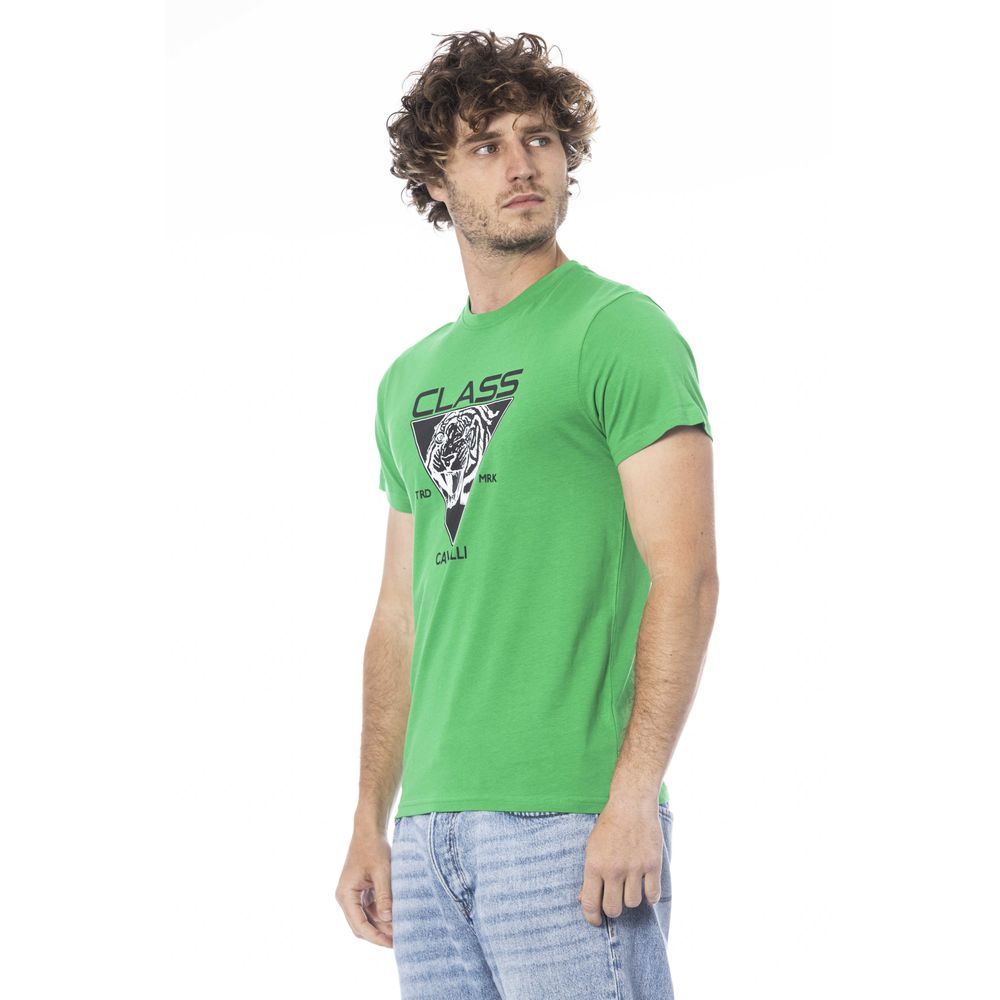 Green Cotton Men T-Shirt-Cavalli Class-LabelTerrace.com