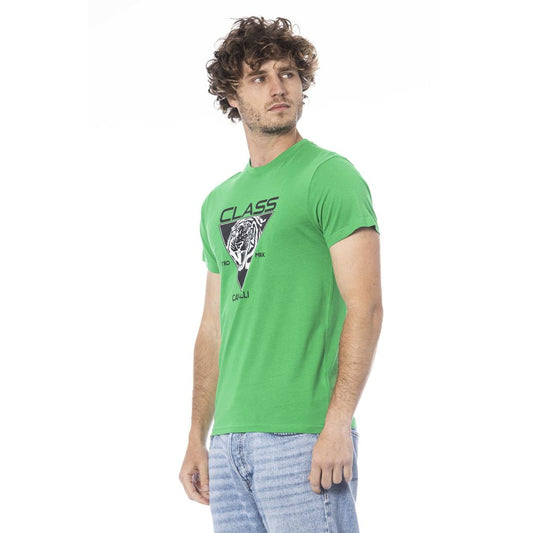 Green Cotton Men T-Shirt-Cavalli Class-LabelTerrace.com