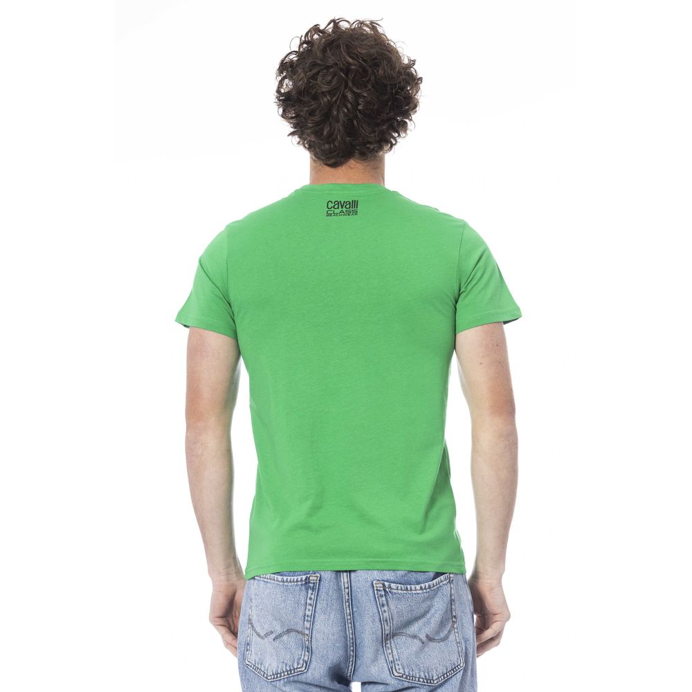 Green Cotton Men T-Shirt-Cavalli Class-LabelTerrace.com