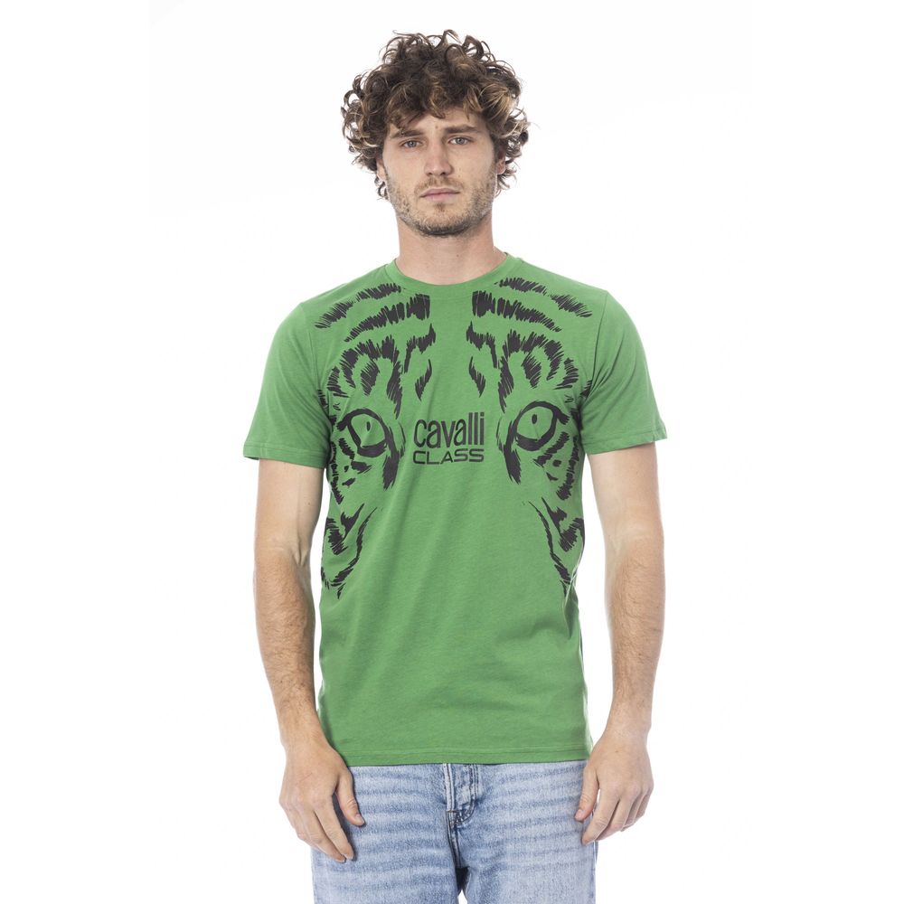 Green Cotton Men T-Shirt-Cavalli Class-LabelTerrace.com