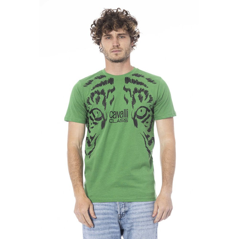 Green Cotton Men T-Shirt-Cavalli Class-LabelTerrace.com