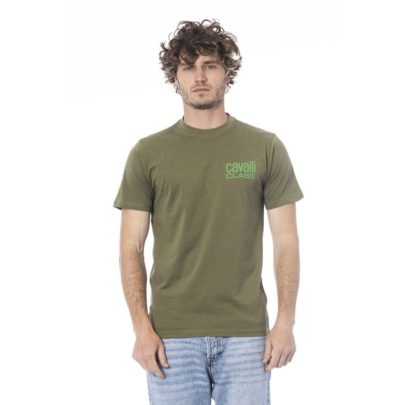 Green Cotton Men T-Shirt-Cavalli Class-LabelTerrace.com