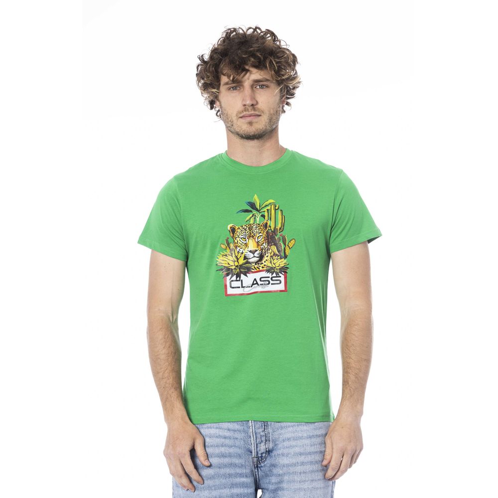 Green Cotton Men T-Shirt-Cavalli Class-LabelTerrace.com