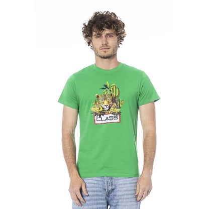 Green Cotton Men T-Shirt-Cavalli Class-LabelTerrace.com