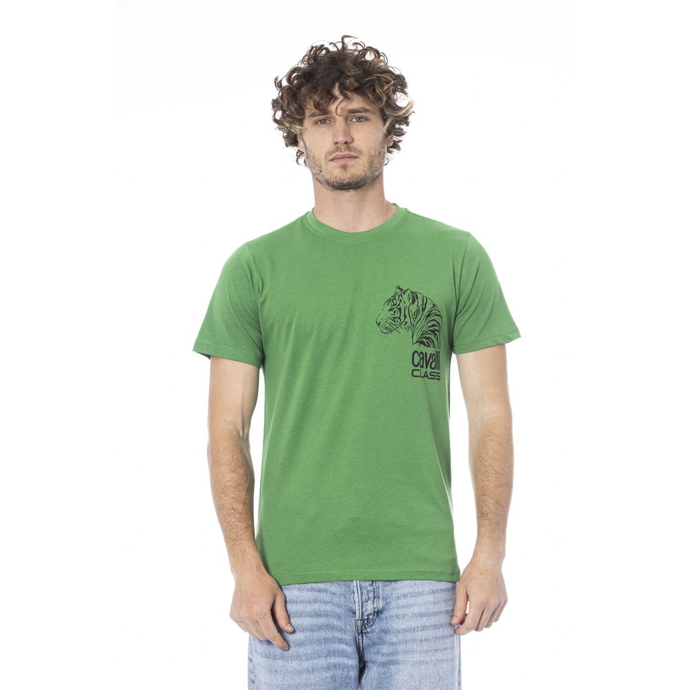 Green Cotton Men T-Shirt-Cavalli Class-LabelTerrace.com