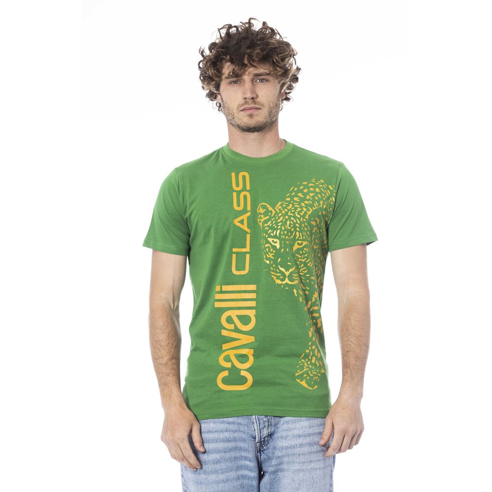 Green Cotton Men T-Shirt-Cavalli Class-LabelTerrace.com