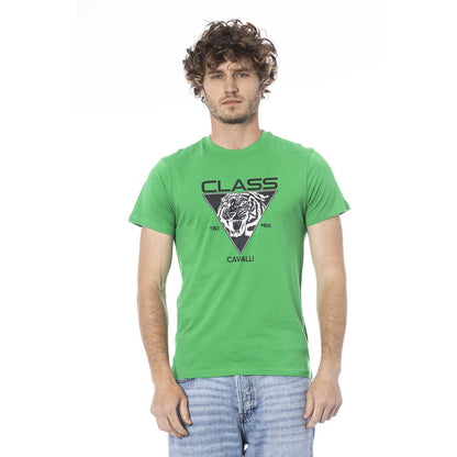 Green Cotton Men T-Shirt-Cavalli Class-LabelTerrace.com