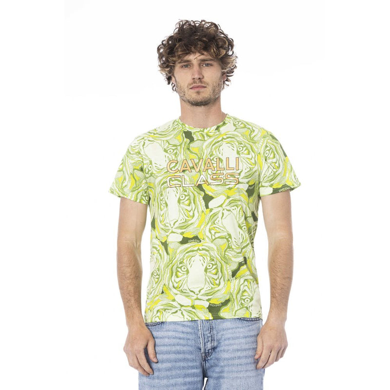 Green Cotton Men T-Shirt-Cavalli Class-LabelTerrace.com