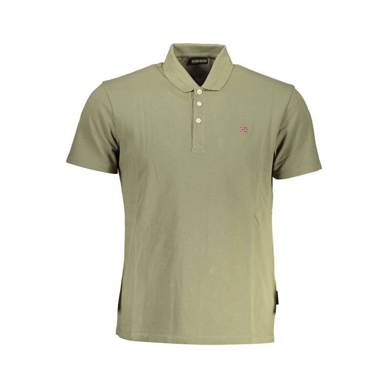 Green Cotton Mens Polo Shirt-Napapijri-LabelTerrace.com