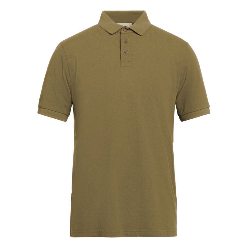Green Cotton Polo Shirt-Alpha Studio-LabelTerrace.com