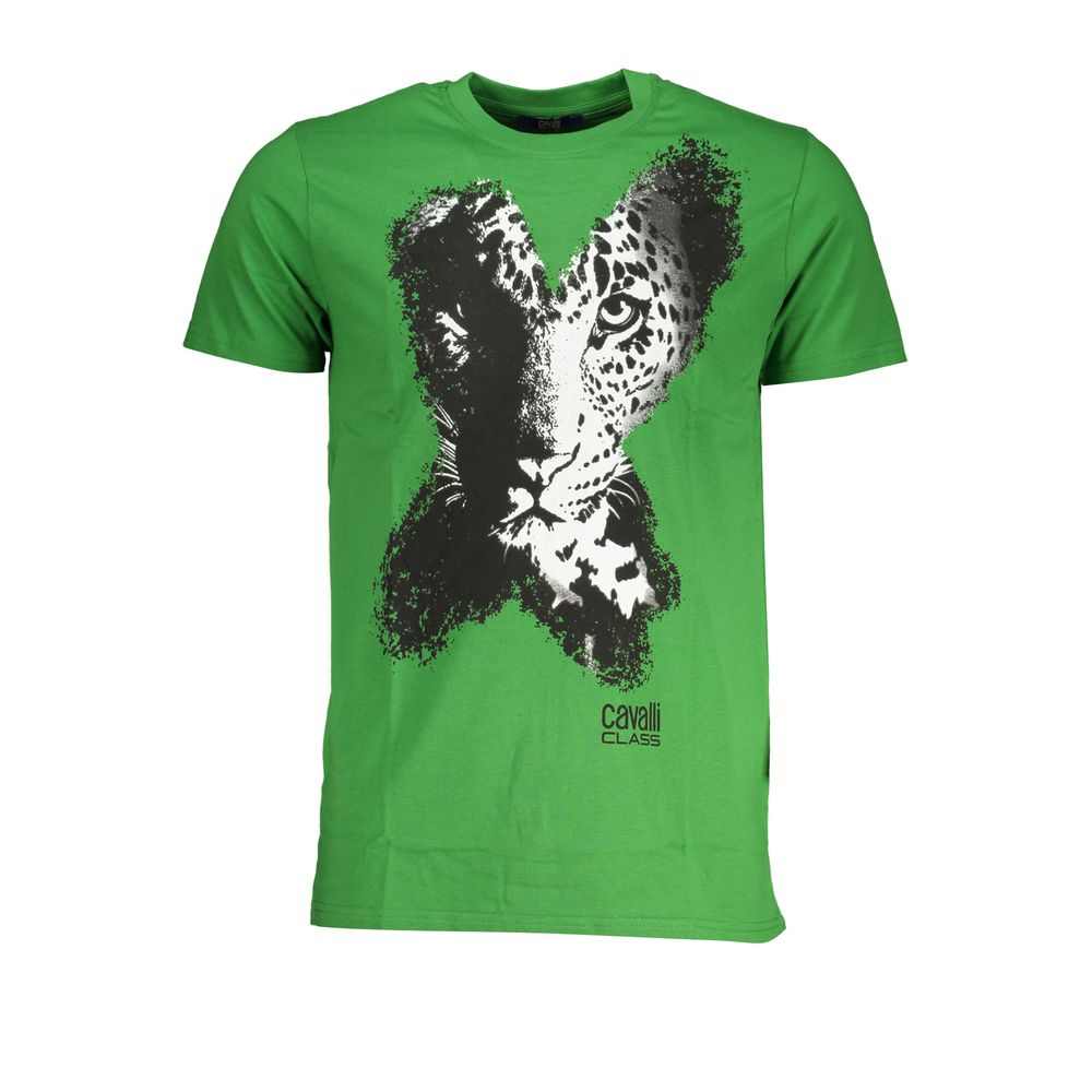 Green Cotton T-Shirt-Cavalli Class-LabelTerrace.com