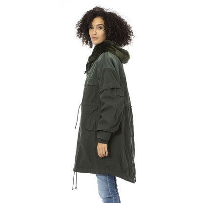 Green Cotton Women Parka