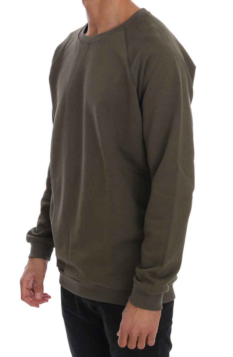 Green Crewneck Cotton Sweater-Daniele Alessandrini-LabelTerrace.com