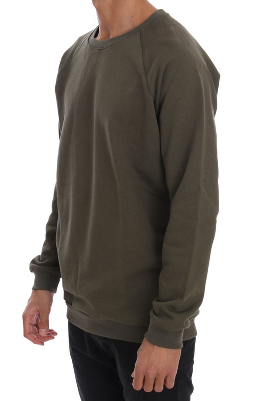 Green Crewneck Cotton Sweater-Daniele Alessandrini-LabelTerrace.com