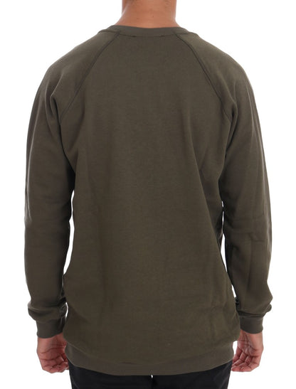 Green Crewneck Cotton Sweater-Daniele Alessandrini-LabelTerrace.com