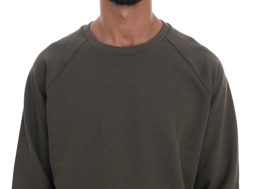 Green Crewneck Cotton Sweater-Daniele Alessandrini-LabelTerrace.com
