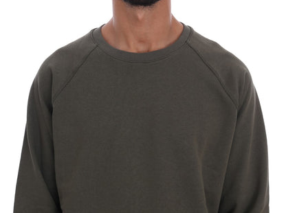 Green Crewneck Cotton Sweater-Daniele Alessandrini-LabelTerrace.com