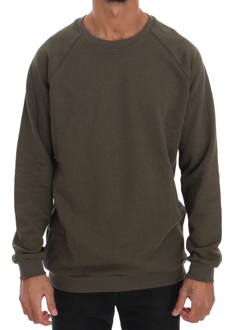 Green Crewneck Cotton Sweater-Daniele Alessandrini-LabelTerrace.com