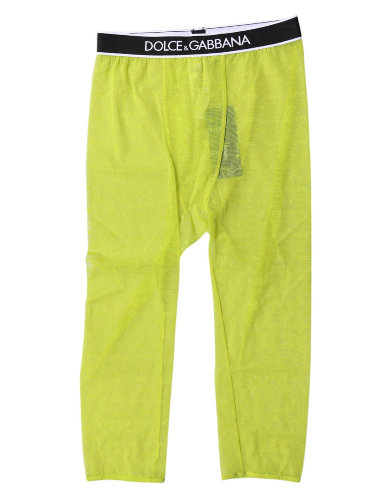Green DG Logo Nylon Cropped Tights Underwear-Dolce & Gabbana-LabelTerrace.com