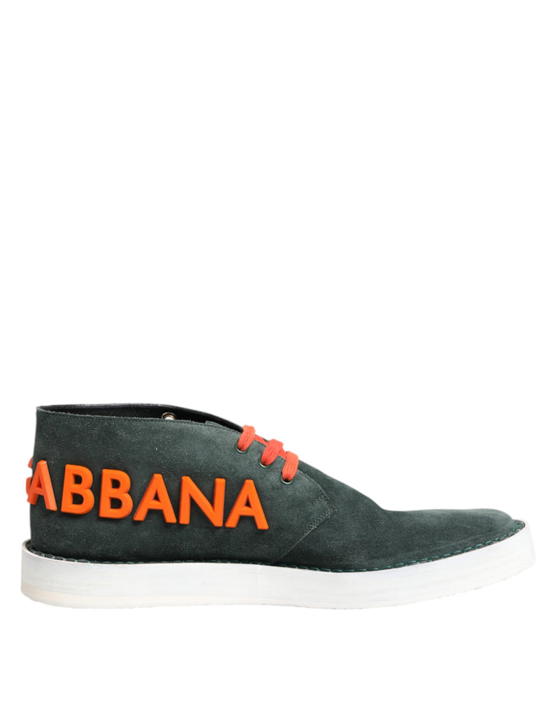 Green Derby Logo Casual Men Sneakers Shoes-Dolce & Gabbana-LabelTerrace.com