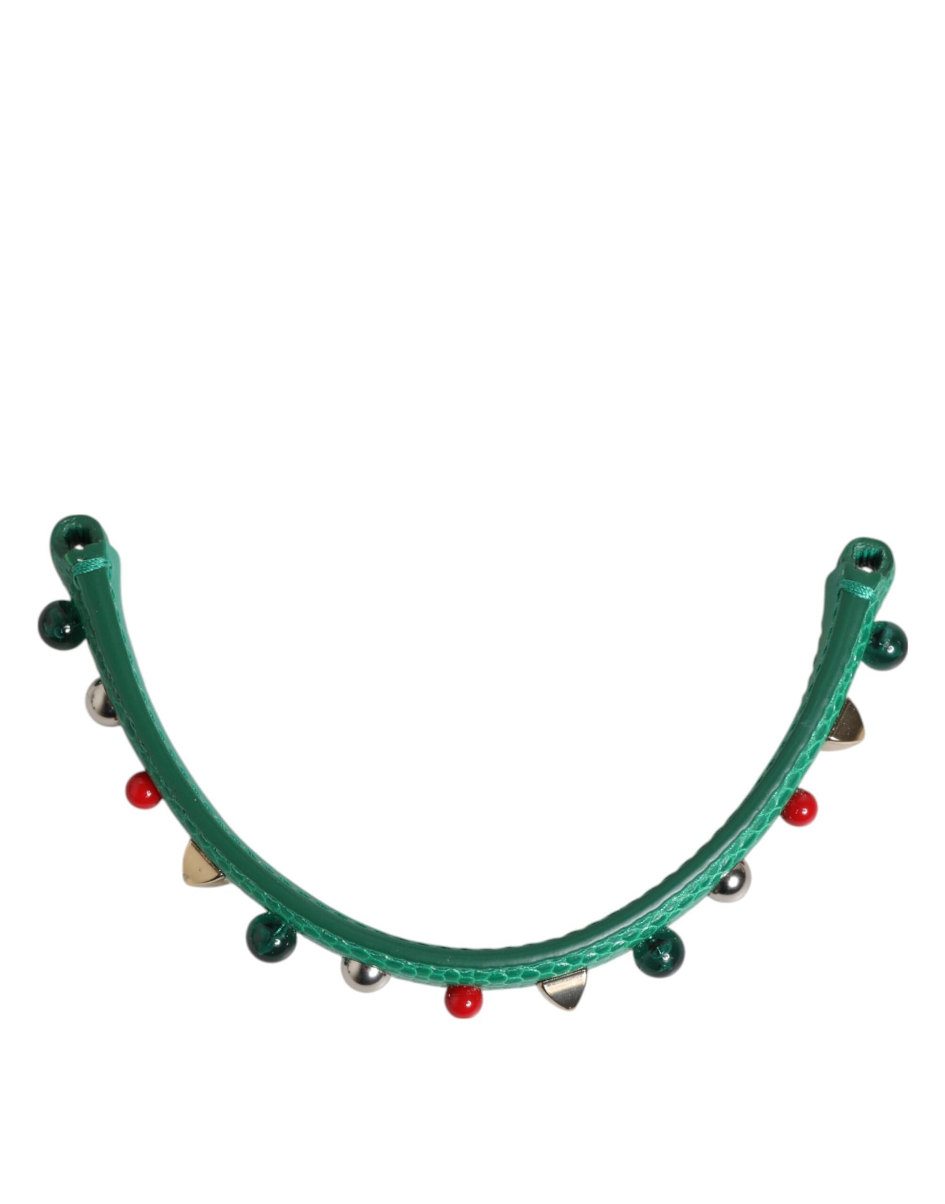 Green Embellished Leather Bag Handle Women Shoulder Strap-Dolce & Gabbana-LabelTerrace.com