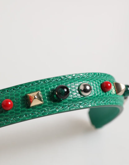 Green Embellished Leather Bag Handle Women Shoulder Strap-Dolce & Gabbana-LabelTerrace.com