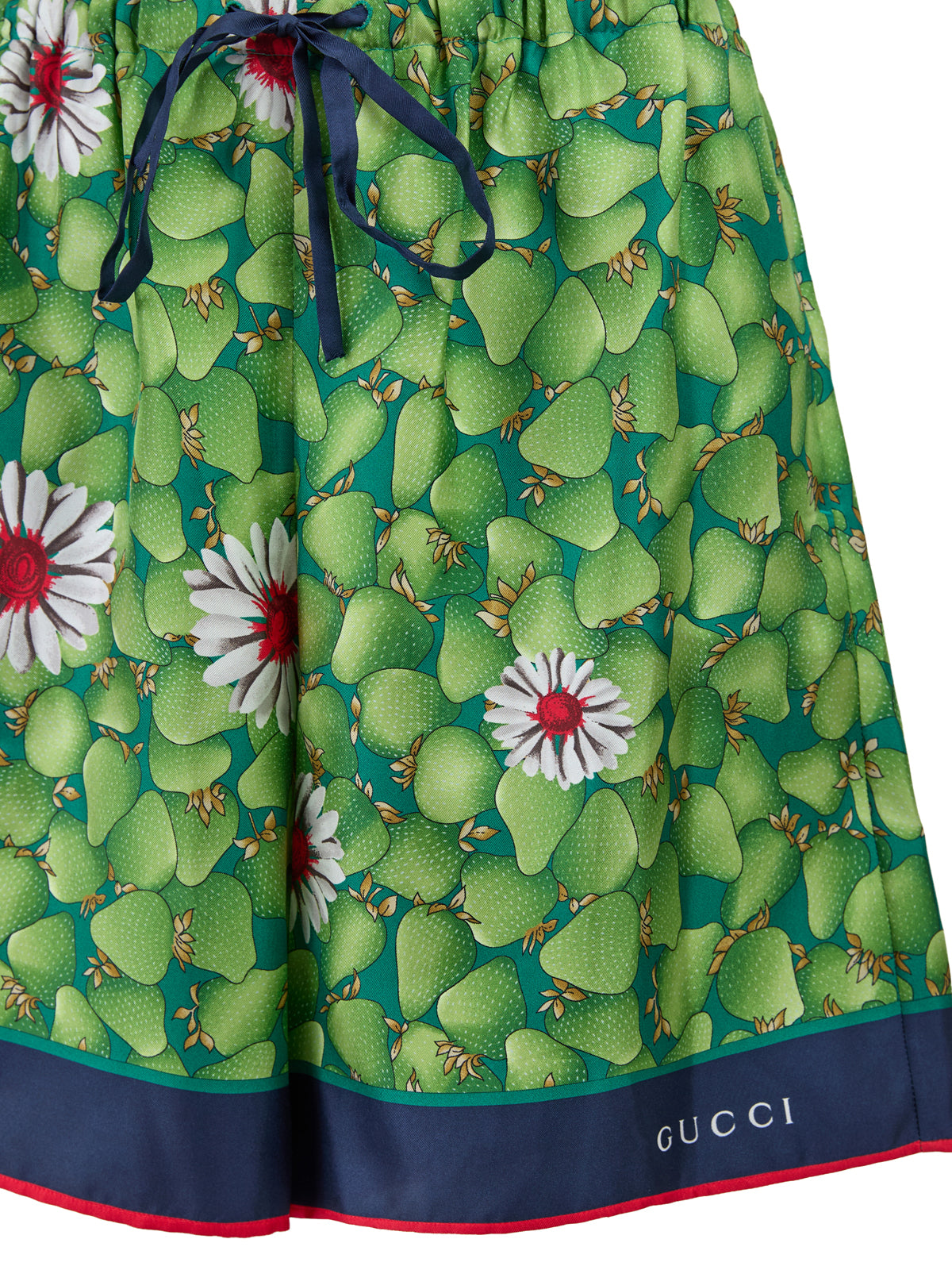 Green Flower Printed Silk Shorts-Gucci-LabelTerrace.com