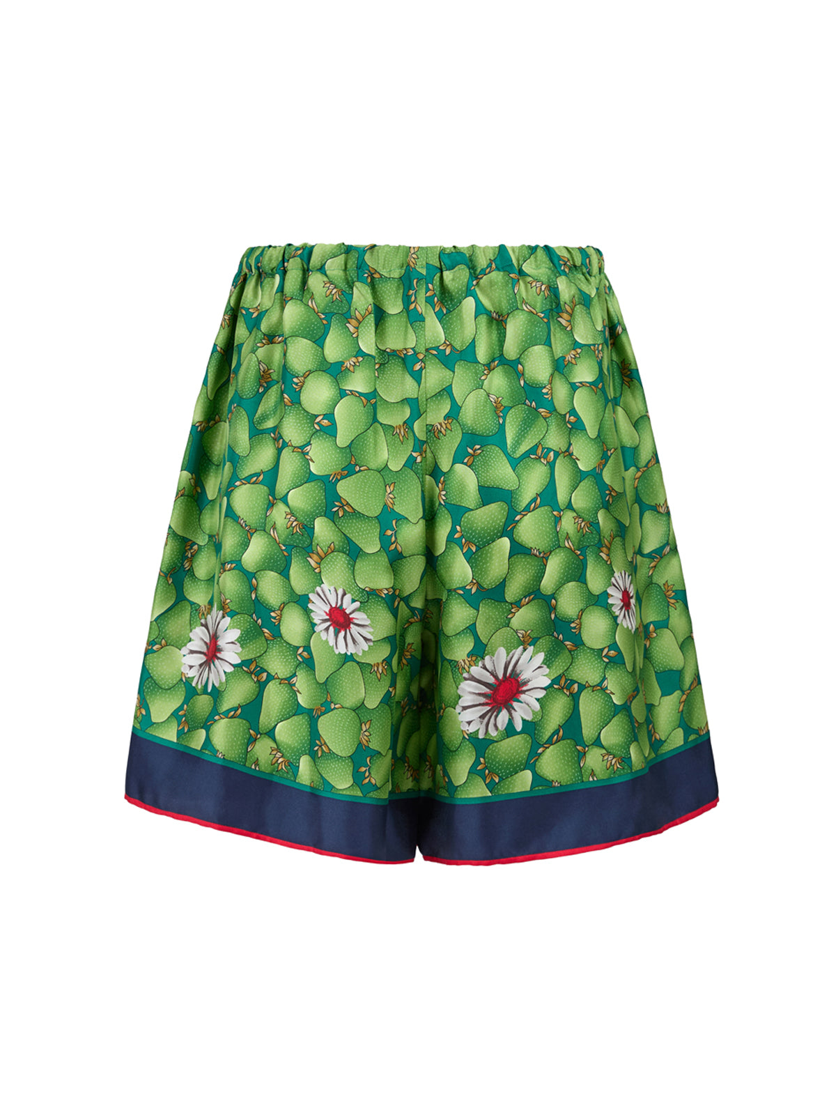 Green Flower Printed Silk Shorts-Gucci-LabelTerrace.com