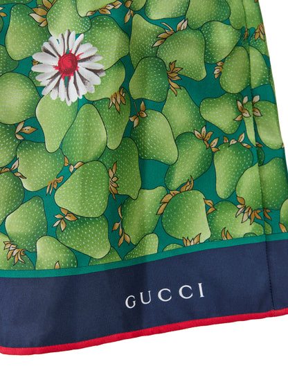 Green Flower Printed Silk Shorts-Gucci-LabelTerrace.com