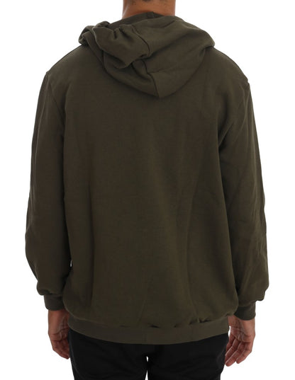 Green Full Zipper Hodded Cotton Sweater-Daniele Alessandrini-LabelTerrace.com