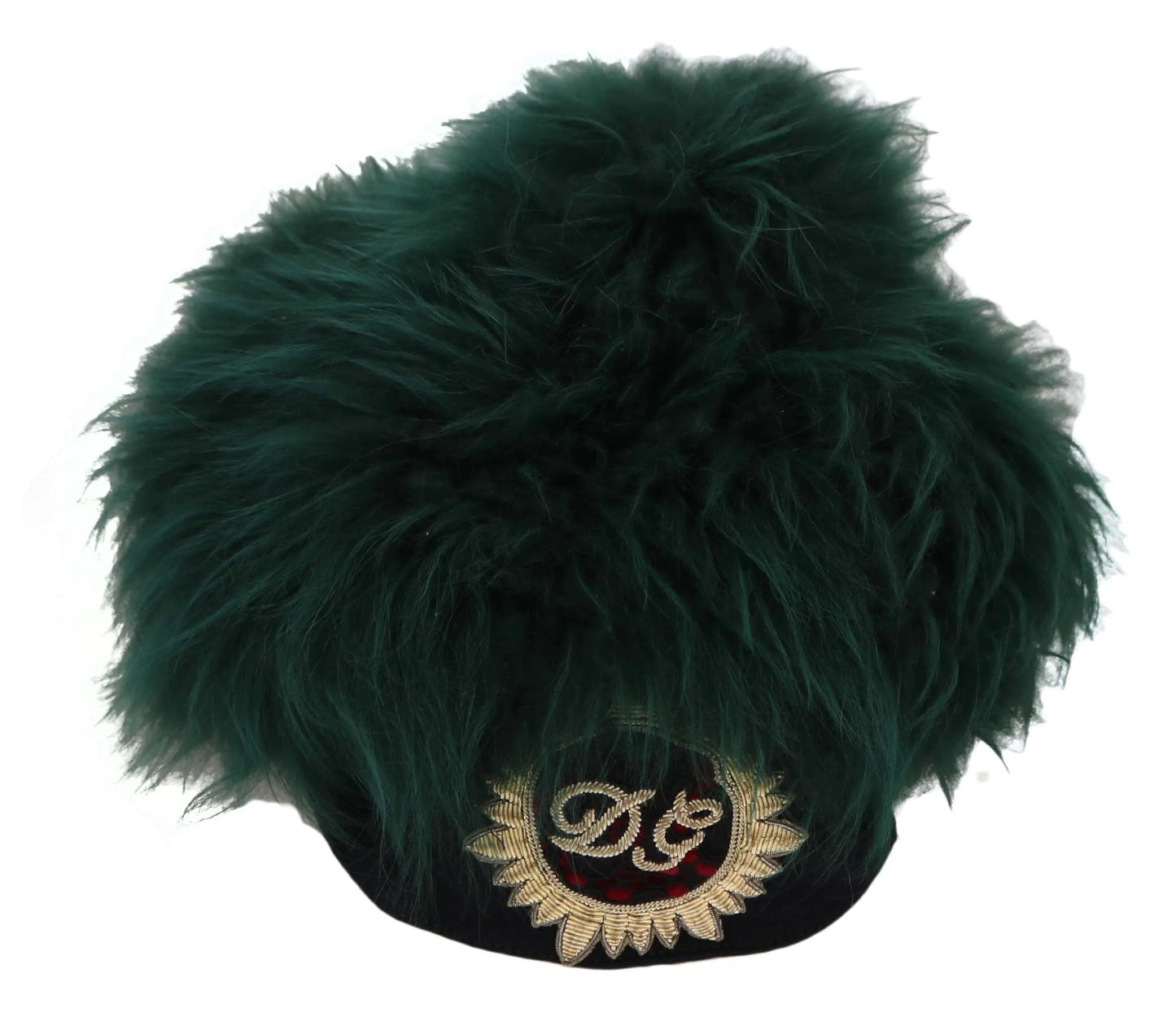 Green Fur DG Logo Embroidered Cloche Hat-Dolce & Gabbana-LabelTerrace.com