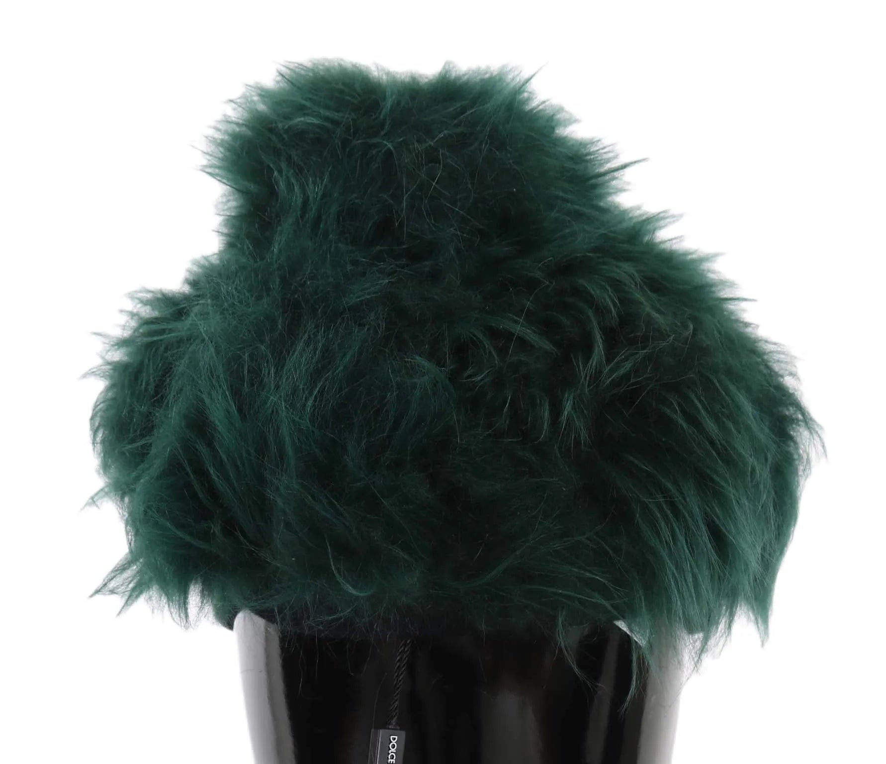 Green Fur DG Logo Embroidered Cloche Hat-Dolce & Gabbana-LabelTerrace.com