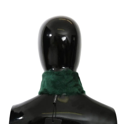 Green Fur Neck Collar Wrap Lambskin Scarf-Dolce & Gabbana-LabelTerrace.com