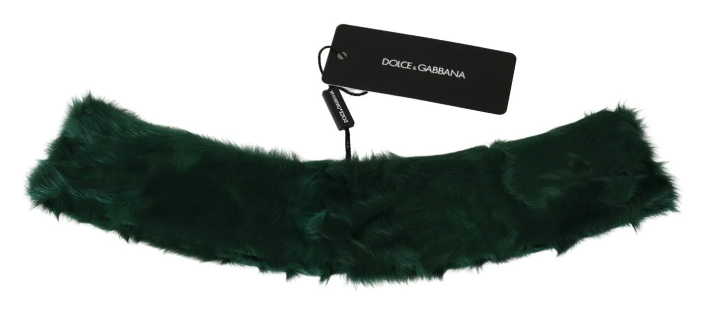 Green Fur Neck Collar Wrap Lambskin Scarf-Dolce & Gabbana-LabelTerrace.com