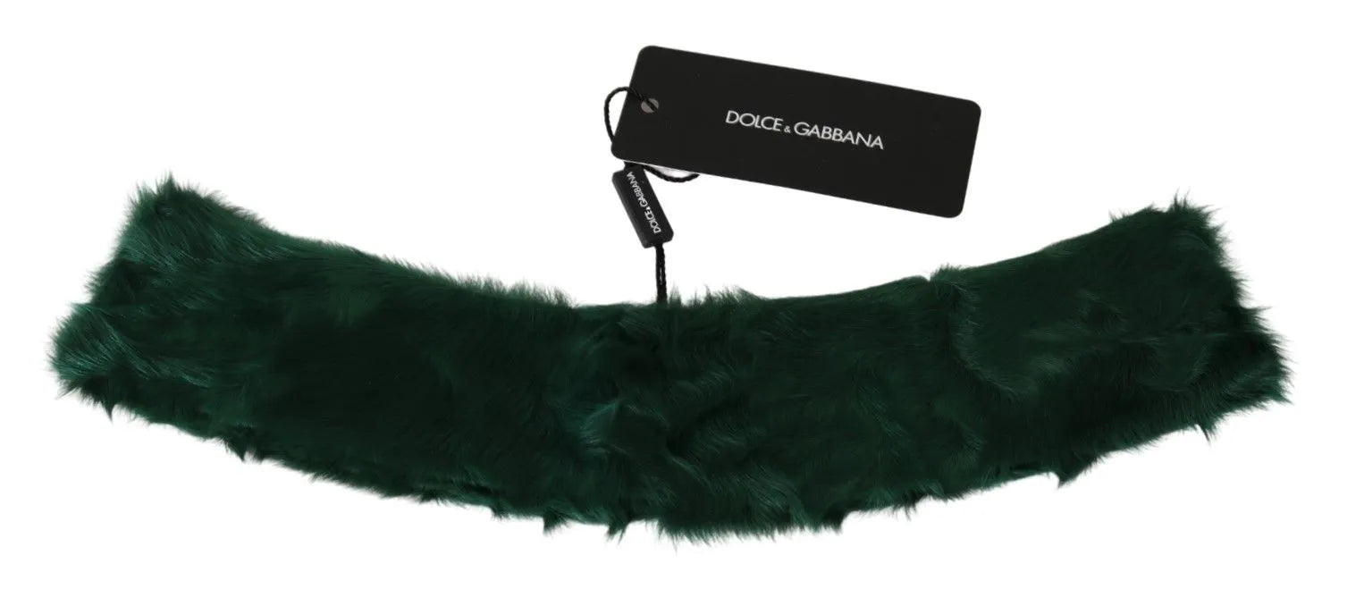 Green Fur Neck Collar Wrap Lambskin Scarf-Dolce & Gabbana-LabelTerrace.com