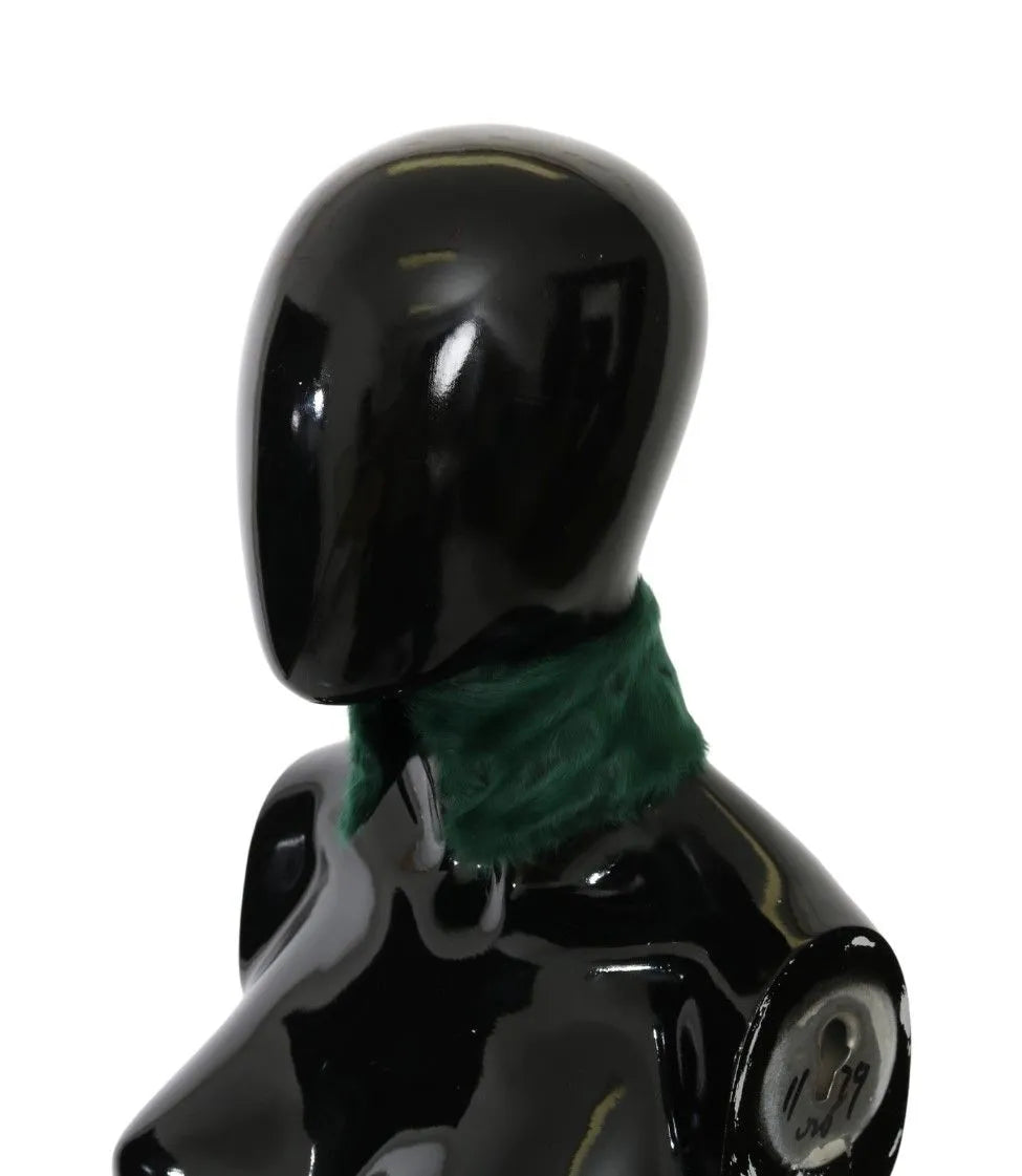 Green Fur Neck Collar Wrap Lambskin Scarf-Dolce & Gabbana-LabelTerrace.com