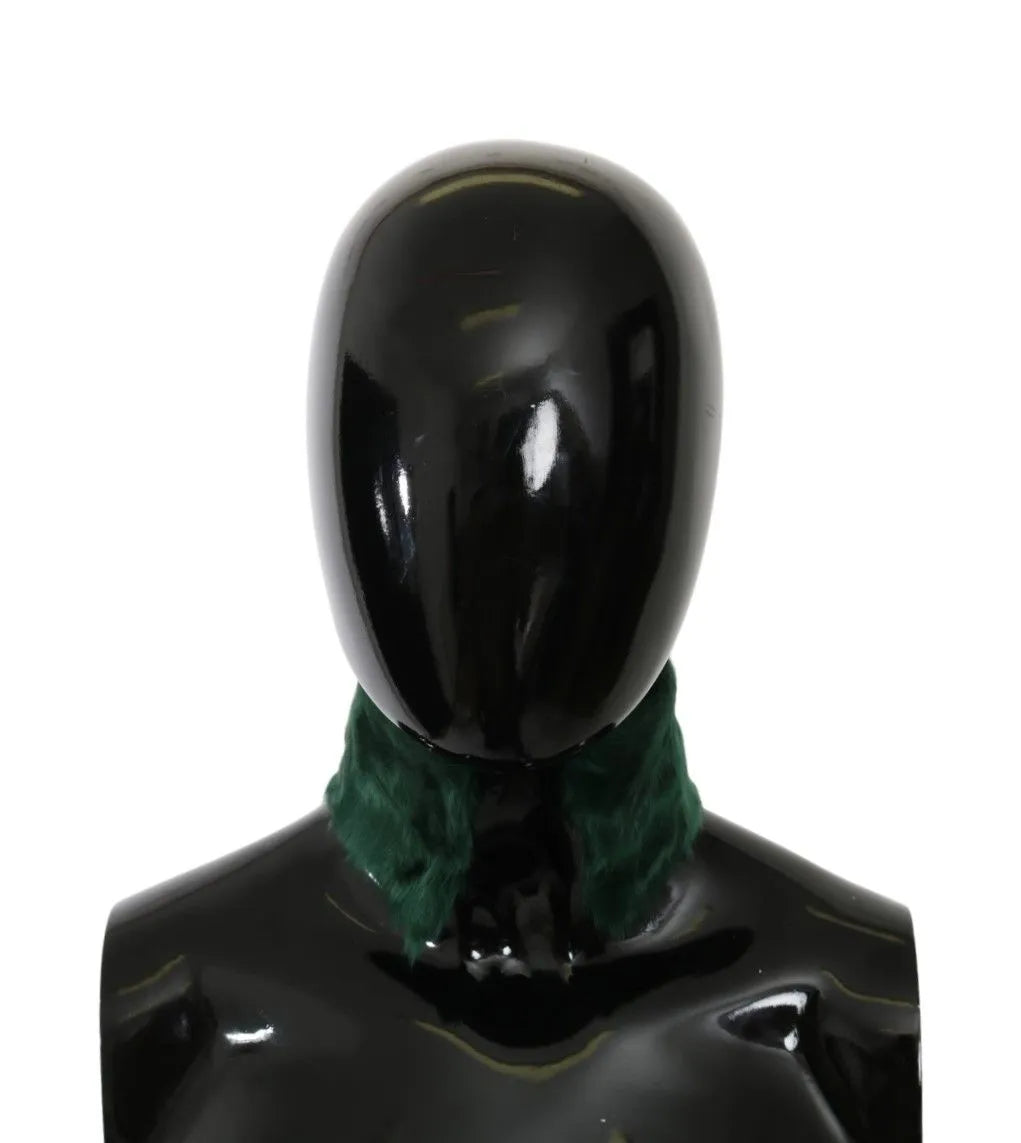 Green Fur Neck Collar Wrap Lambskin Scarf-Dolce & Gabbana-LabelTerrace.com