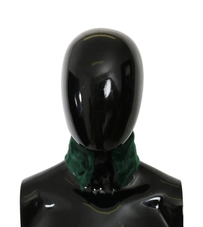 Green Fur Neck Collar Wrap Lambskin Scarf-Dolce & Gabbana-LabelTerrace.com