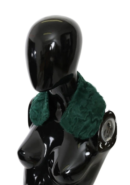 Green Fur Shoulder Collar Wrap Lambskin Scarf-Dolce & Gabbana-LabelTerrace.com