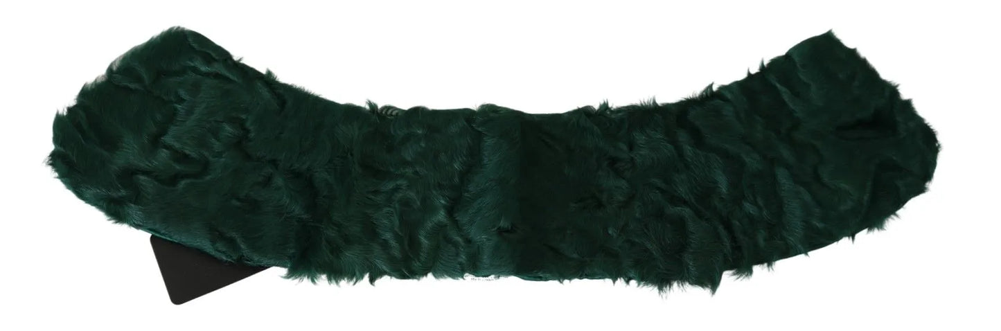 Green Fur Shoulder Collar Wrap Lambskin Scarf-Dolce & Gabbana-LabelTerrace.com
