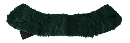 Green Fur Shoulder Collar Wrap Lambskin Scarf-Dolce & Gabbana-LabelTerrace.com