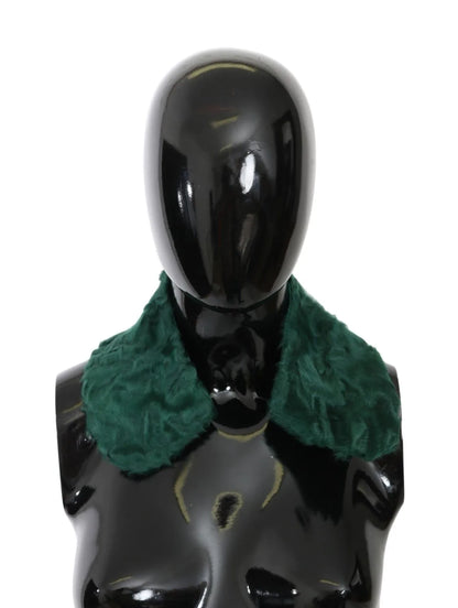 Green Fur Shoulder Collar Wrap Lambskin Scarf-Dolce & Gabbana-LabelTerrace.com