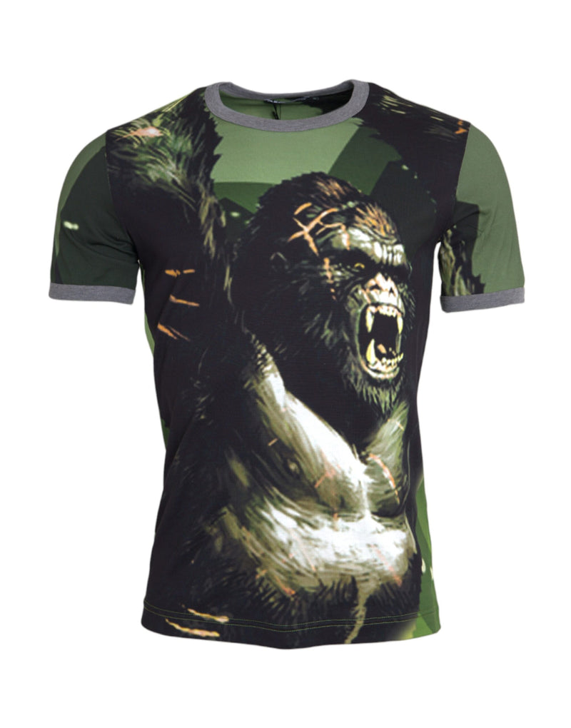 Green Gorilla Cotton Short Sleeves T-shirt-Dolce & Gabbana-LabelTerrace.com