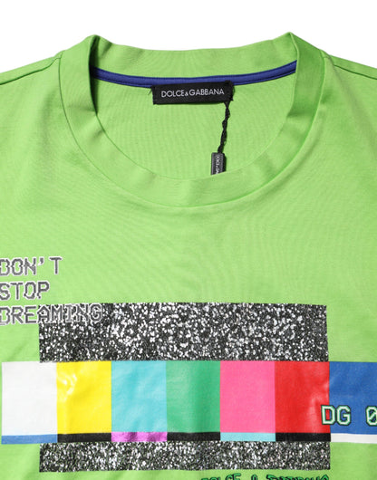 Green Graphic Printed Round Neck T-shirt-Dolce & Gabbana-LabelTerrace.com