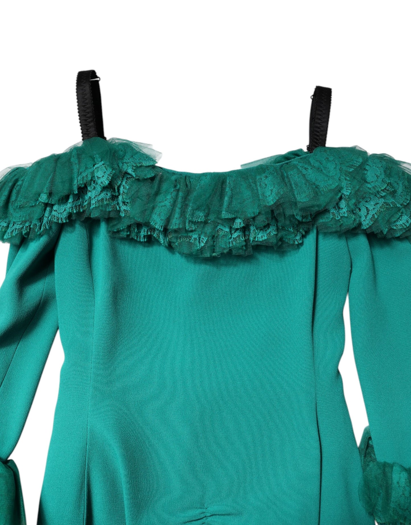 Green Lace Off Shoulder Sheath Mini Dress-Dolce & Gabbana-LabelTerrace.com