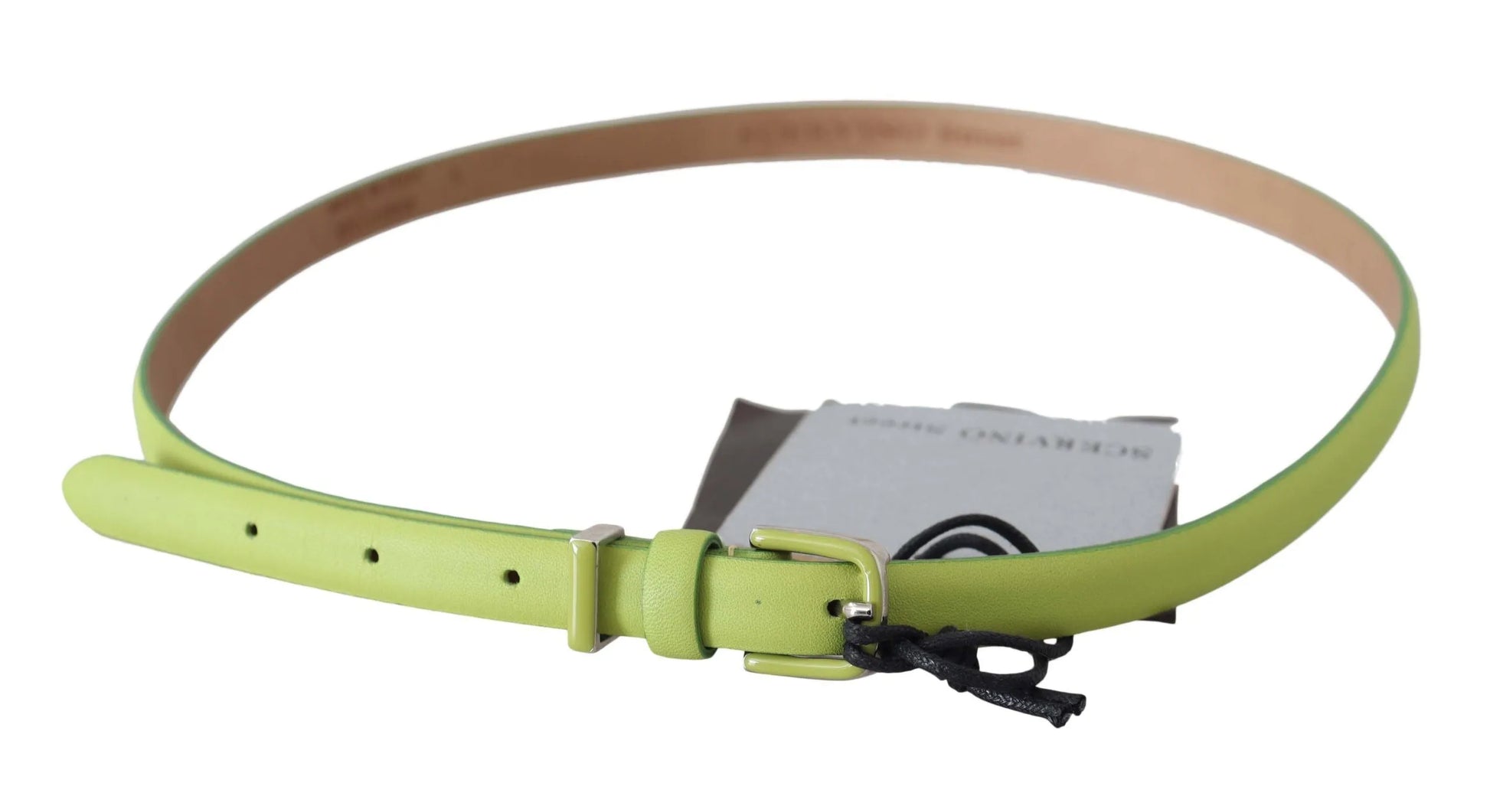 Green Leather Chartreuse Silver Green Buckle Belt-Scervino Street-LabelTerrace.com