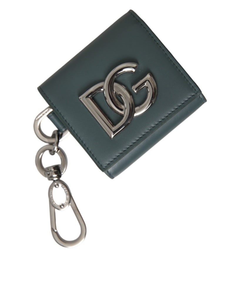 Green Leather DG Logo Keyring Coin Purse Keyring Wallet-Dolce & Gabbana-LabelTerrace.com