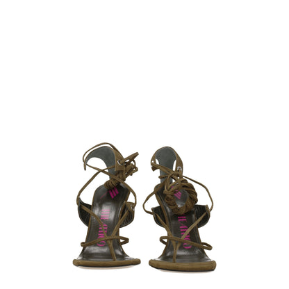 Green Leather Flip-Flop Sandals