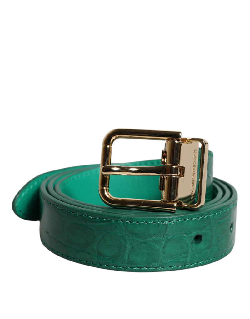 Green Leather Logo Metal Waist Buckle Belt-Dolce & Gabbana-LabelTerrace.com