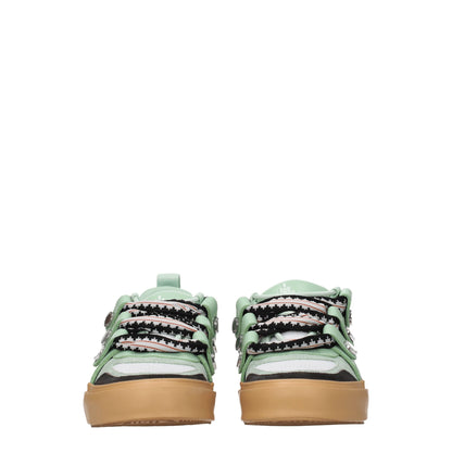Green Leather Low Top Sneakers-Marcelo Burlon-LabelTerrace.com